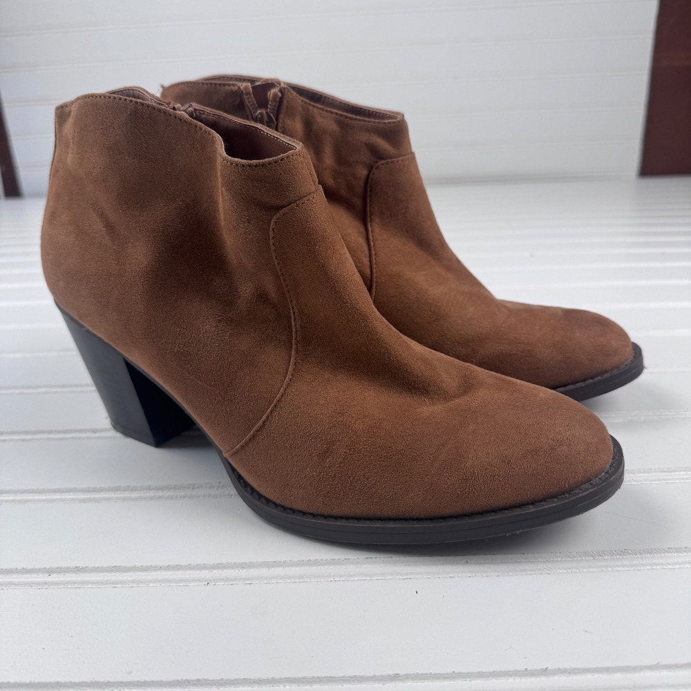 Market & Spruce Women's 10 Brown Folia Bootie Ankle Heeled Boots 3"